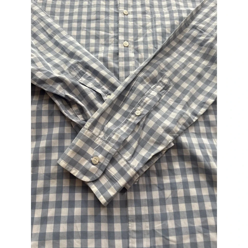 J Crew Slim Fit Blue White Gingham‎ Check Button Down Shirt Men's Size Large